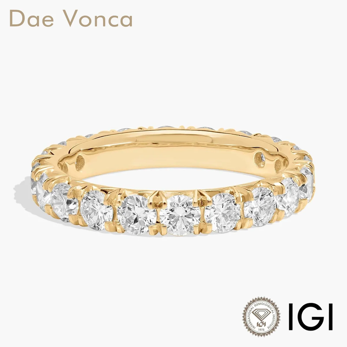 Фото Dae Vonca 9K/14K/18K желтое золото всего 2ct классическое кольцо с бриллиантом Eternity в лаборатории для подарка на день рождения №1