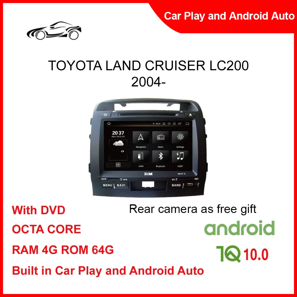 

CUSP Big Screen Car Alarm System With GPS Tracking For TOYOTA LAND CRUISER 2004- 9inch RAM 4G ROM 64G Car DVD Player Frame