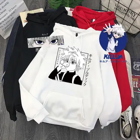 Anime Hunter x Hunter Hoodie Women/men Sweatshirt Kilua Zodyck Black Hooded Clothes Women Hoodies Hunter x Hunter Tops