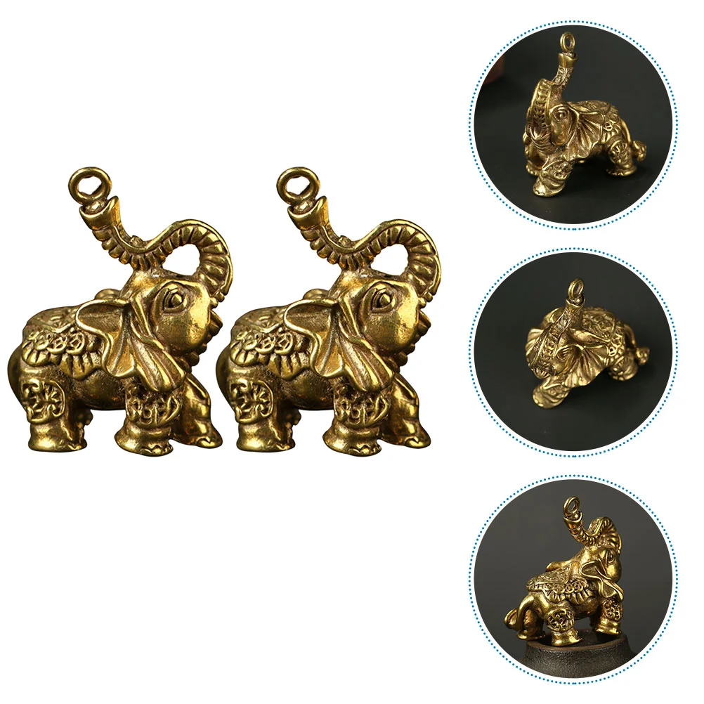 

Keychain Elephant Charms Pendant Brass Animal Charm Decor Desktop Wealthcopper Crafts Ornament Handbag Lucky Purse Keyring