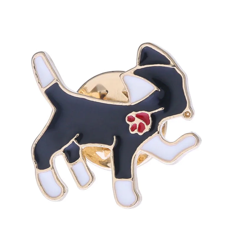 

1PCs Cartoon Animal Enamel Pins Charm Roses Black Kitty Brooch Wrapped Clothes Lapel Badge Best Friend Jewelry