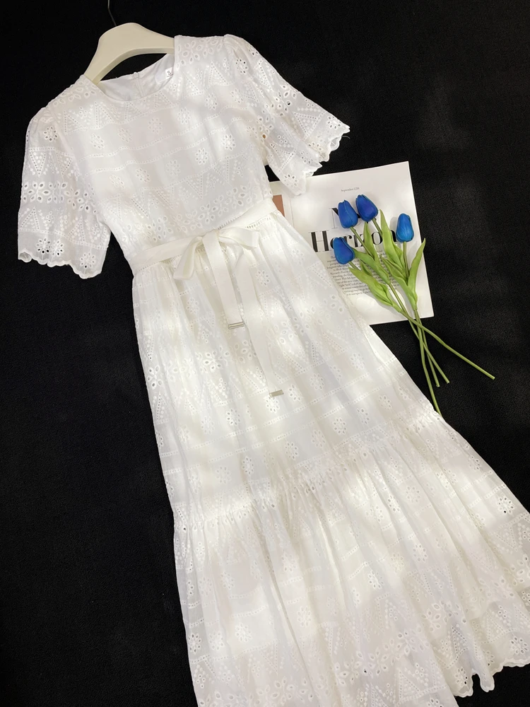 Лето 2024 морское праздничное платье без рукавов феи корейское вязаное крючком