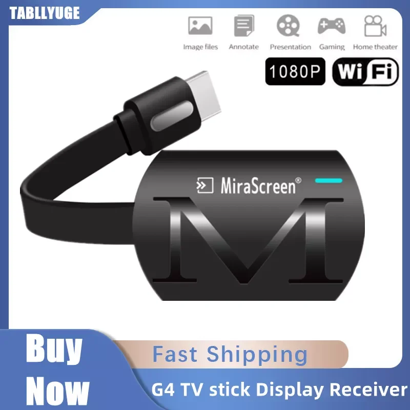 

NEW2023 TABLLYUGE G4 TV stick Wifi Display Receiver DLNA Miracast Airplay Mirror Screen HDMI-compatible Android IOS Mirascreen D