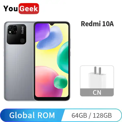Смартфон Xiaomi Redmi 10A глобальной версии, 4 ГБ/6 ГБ 128 ГБ, большой экран 6,53 дюйма, Восьмиядерный процессор G25, аккумулятор 5000 мАч, камера 13 МП, китайс...