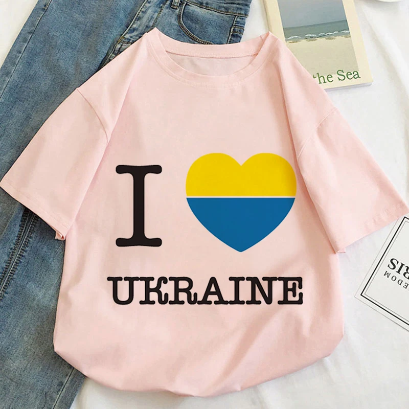 

I Love Ukraine Graphic Print T-shirt Women Harajuku Aesthetics White Tops Kpop Tshirt 2022 New Summer Fashion Y2k Female T Shirt