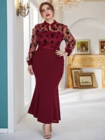 toleen clearance price women plus size dresses 2022 spring red casual chic elegant long sleeve evening party large maxi clothing