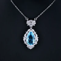 foydjew luxury santa maria water drop sea blue topaz stone pendant necklaces micro inlaid full diamond aquamarine necklace