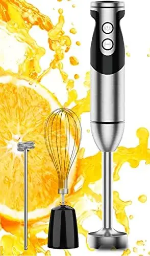 

Stainless Steel Titanium Reinforced 3-in-1 Immersion Hand Blender, Powerful with 80% Sharper Blades, 12-Speed Corded Blender, In