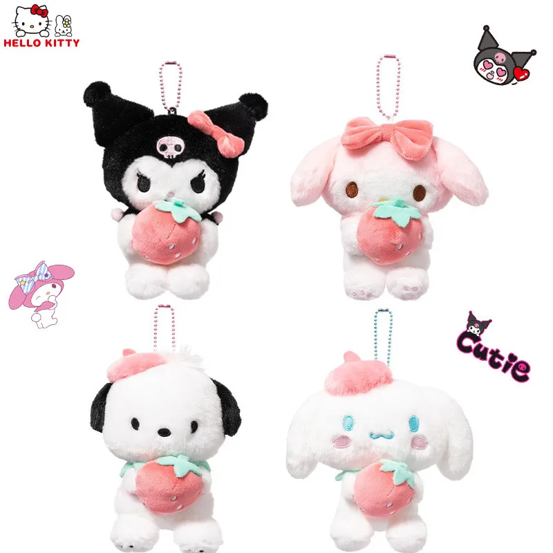 

Kawaii Sanrio Plush Keychains Hello Kitty Plushie Keyring Cinnamoroll Bag Pendant Cartoon Cute Key Chains Decoration Toys Kids