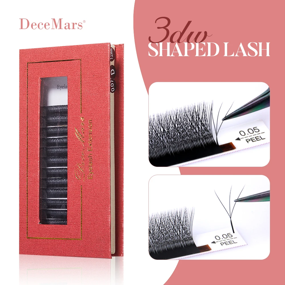 3D W-образные ресницы DeceMars для наращивания 3 наконечника C/D DD Curl