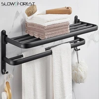 Towel Bar 40-60cm Towel Hanger Bathroom Shelf Wall Mount Organizer Hook Home Tripod Storage Rack Bathroom Accessories  No Glue 