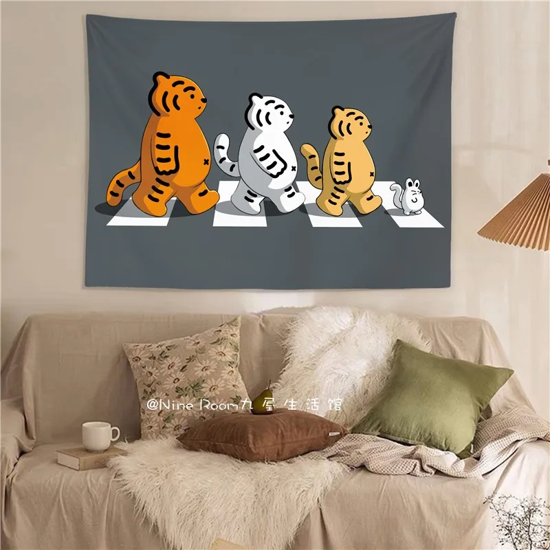 

Tapestry Original Cute Tiger Background Cloth Bedroom Cartoon Hanging Cloth Rent Dormitory Decoration Wall Cloth Large