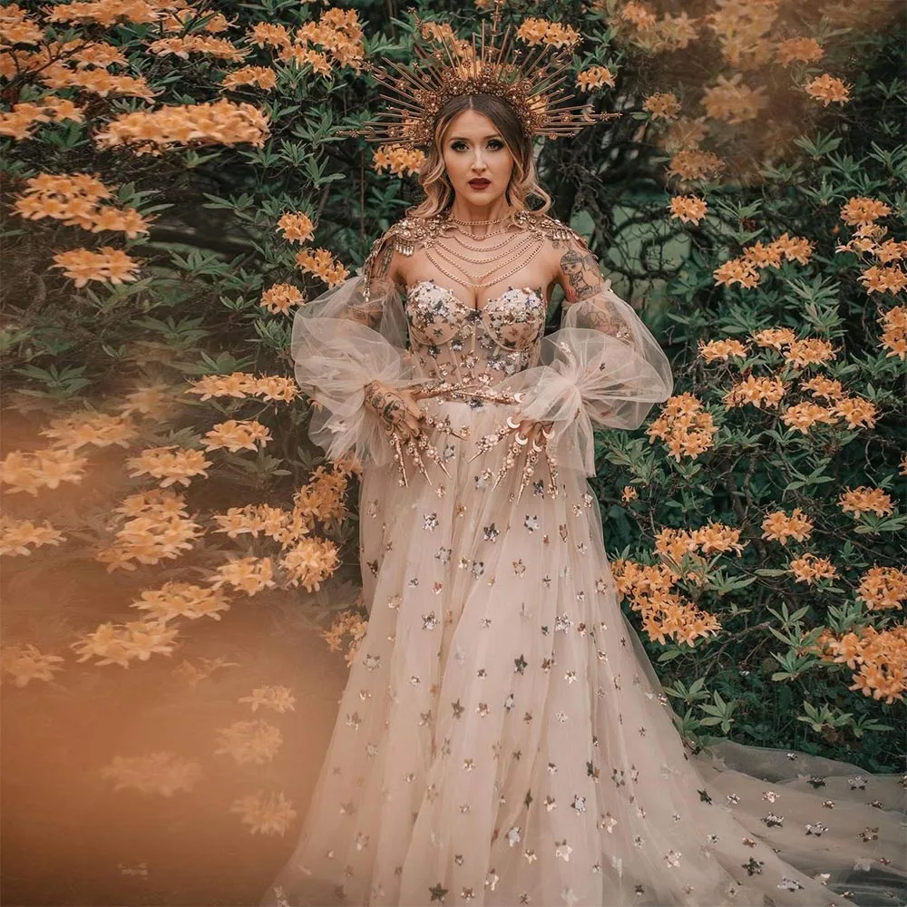 

Белое кружевное платье Xijun с вышивкой и цветочной аппликацией, ТРАПЕЦИЕВИДНОЕ платье для выпускного вечера, вечернее платье с пышными рукав...