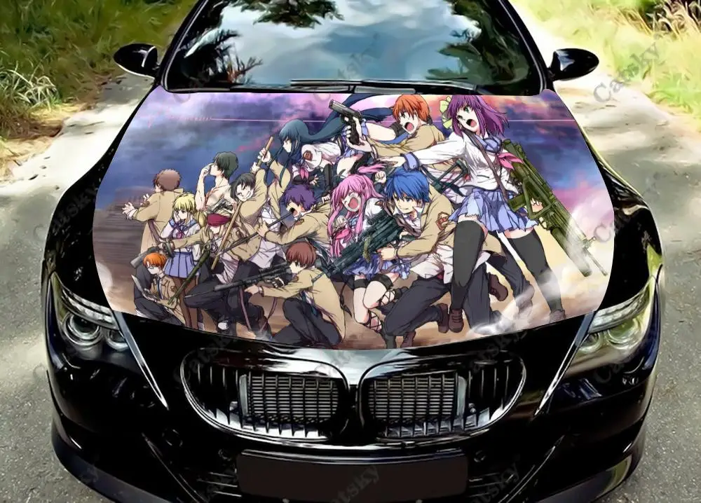 

Виниловая наклейка на капот автомобиля с аниме ангелом и ритмом, Защитная Наклейка на крышку двигателя, аксессуары для автомобиля, украшение в подарок