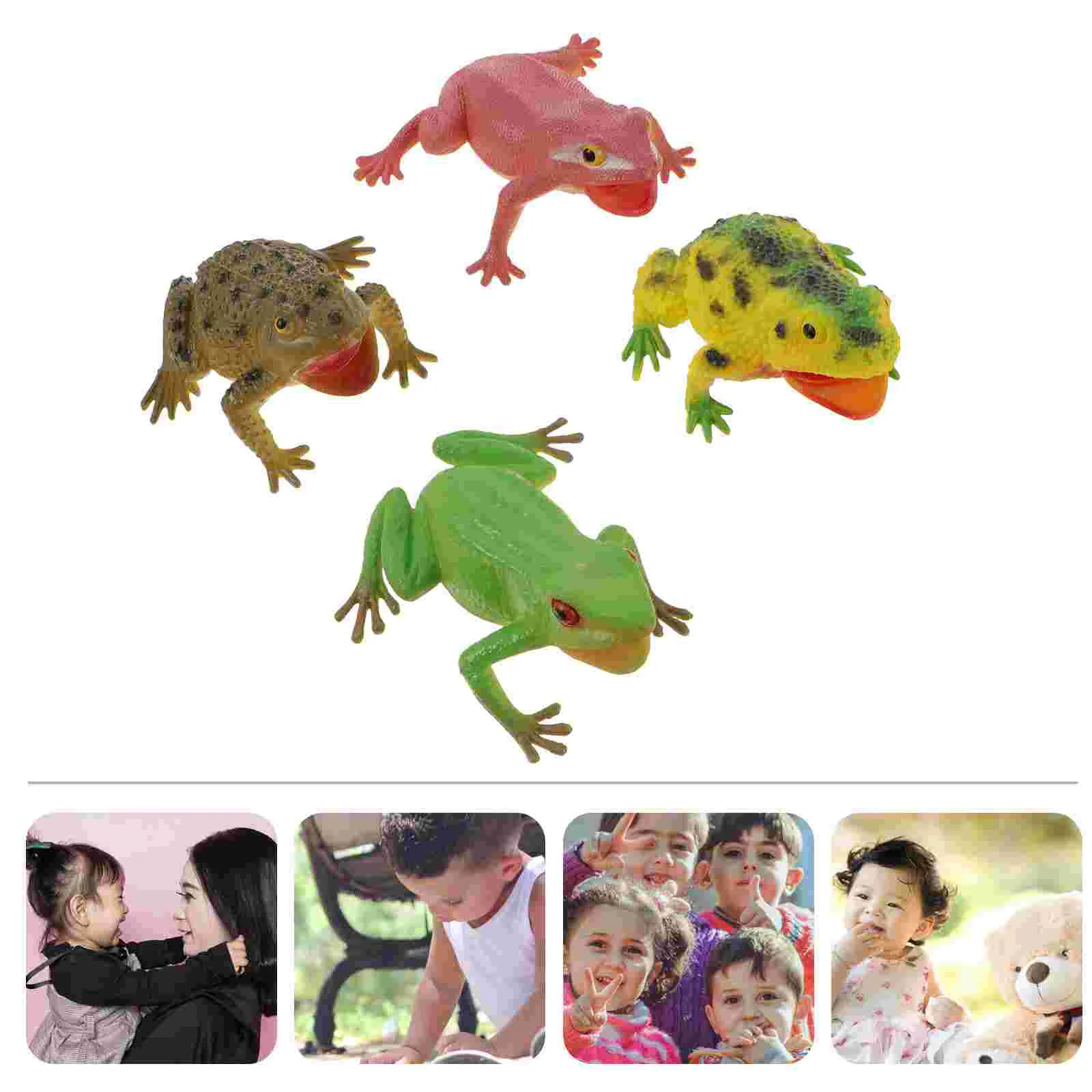 

4 Pcs Simulated Frog Ornament Frogs Shape Decoration Artificial Puzzle Lifelike Animal Ornaments Plastic Vivid Simulation Child