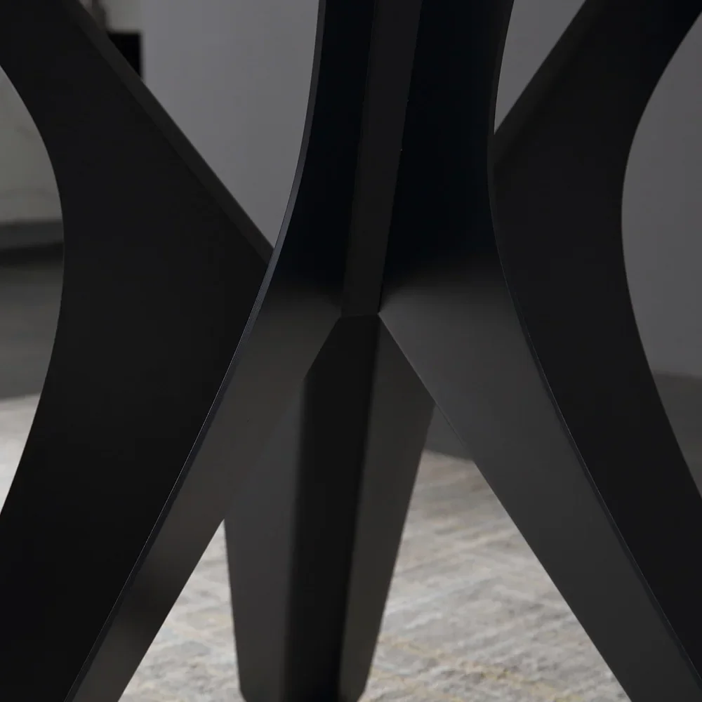 Современные круглые мраморные обеденные столы и стулья черный металлический