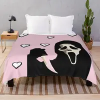 Pink GhostFace Blanket Fleece All Season Lightweight Thin Throw Blankets for Bed Sofa Camp Cinema