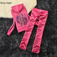 juicy apple tracksuit women hooded sweatshirt top and pants sports jogging suit two piece set outfits autumn clothes sportswear