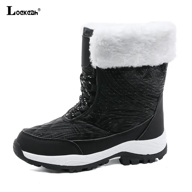 Women Plus Velvet Winter Climbing Tourism Trekking Sneakers Female Warm Non-slip Hiking Shoes Outdoor Wear-resistant Snow Boots