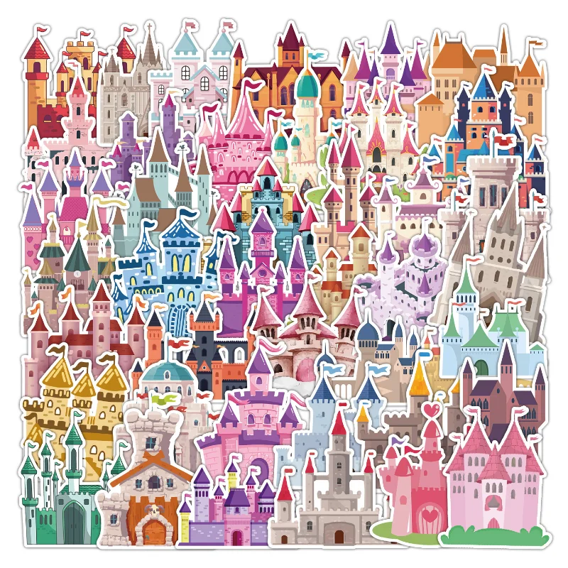 

10/20/40pcs Princess Castle Graffiti Stickers for Girls DIY Kids Toy Scrapbook Suitcase Water Bottle Phone Laptop Guitar Decal