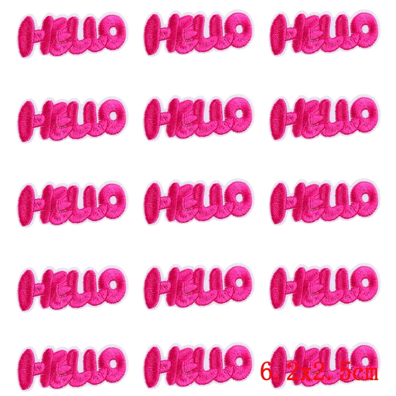 10 шт./партия нашивки с вышивкой в виде РОЗОВОГО СЕРДЦА и букв