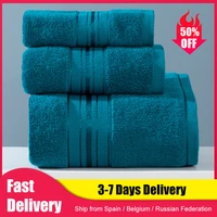 100 cotton towel set high grade bathtowel facetowel handtowel soft bath face towel bathroom towel sets dark teal grey 3 pieces