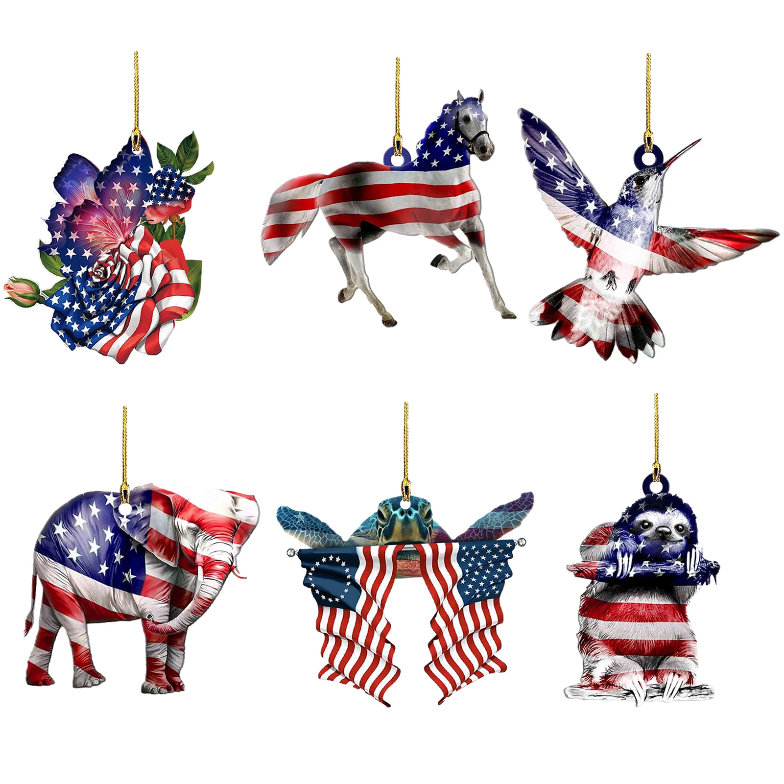 

US Banner Ornament For Car Pendant Car Rearview Mirror Pendant For Independence Day Christmas Wedding Holiday Party Decorations