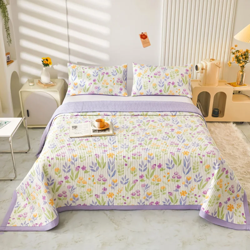 

Fashion Print Thickened Quilted Bedspread Soft Breathable Home Bed Cover Four Seasons Dual-sided Throw Blanket Coverlet