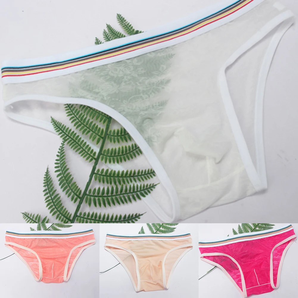 

Men Sexy Ultra-thin Brief Low Rise Mesh Underwear Breathable See Through Ice Silk Breathable Beachwear Underpant Slip Hombre