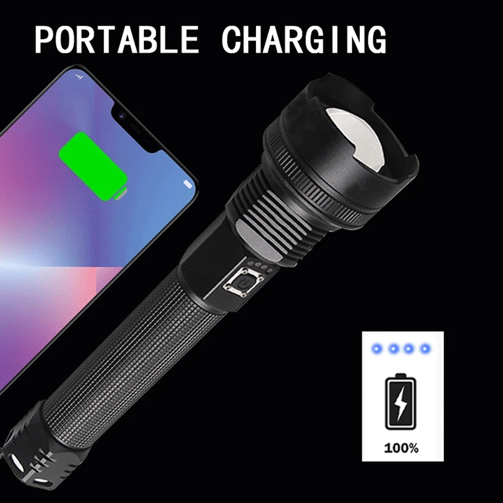 

Фонарик XHP70 с USB-зарядкой и телескопическим объективом, микро-лампа, водонепроницаемый уличный фонарь для кемпинга, охоты, с USB-кабелем