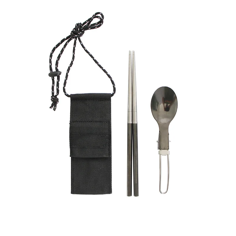 

Stainless Steel Outdoor Tableware, Folding Spoon, Chopsticks Set, Camping and Picnic Supplies, Travel Portable Storage