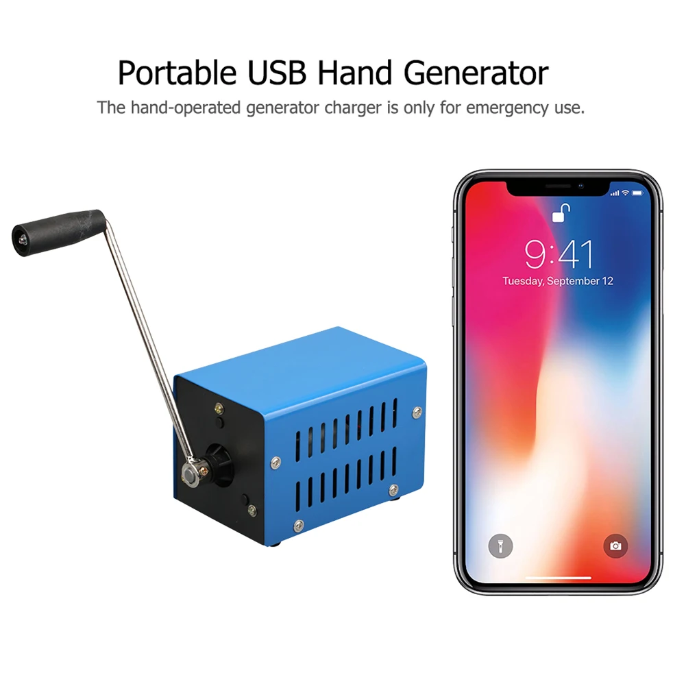 

20W Emergency Miniature Electric USB Generator Charger Portable Hand Crank Dynamotor for Outdoor Camping Survival Supplies