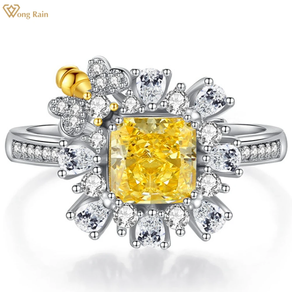 

Wong Rain Luxury 925 Sterling Silver Ice Crushed Cut Created Moissanite Citrine Gemstone Anniversary Ring Fine Jewelry Wholesale