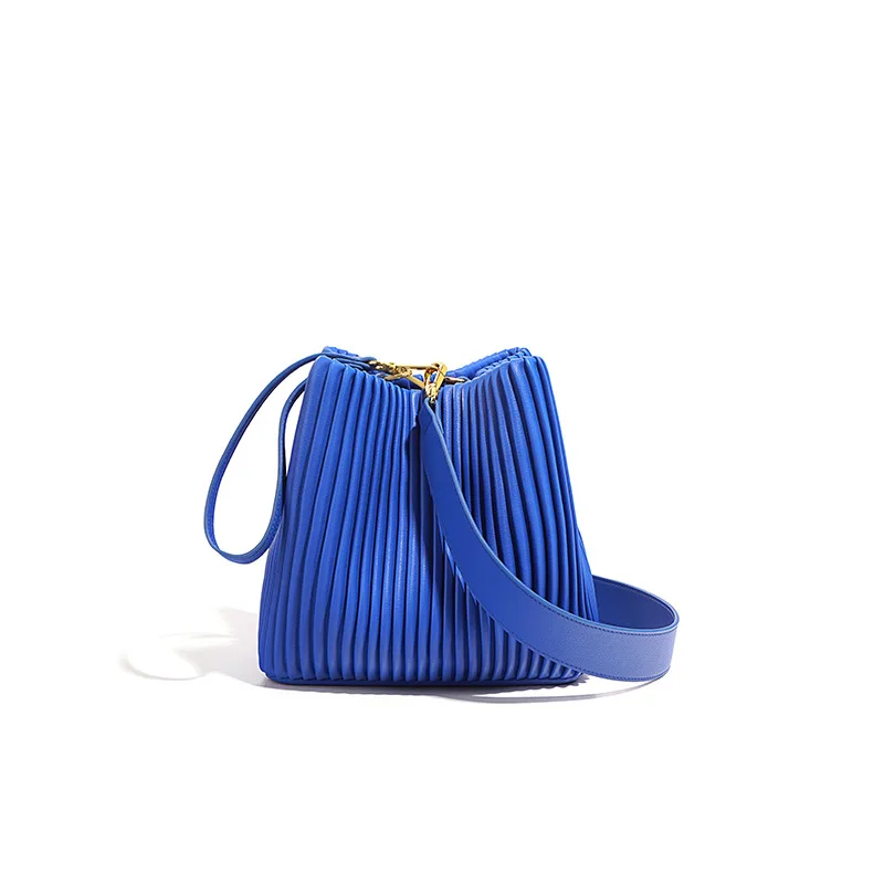 

Модные сумки-ведра с рюшами, женская сумочка из натуральной кожи, вместительная сумка через плечо, новая сумка-мессенджер на плечо, кошелек для телефона