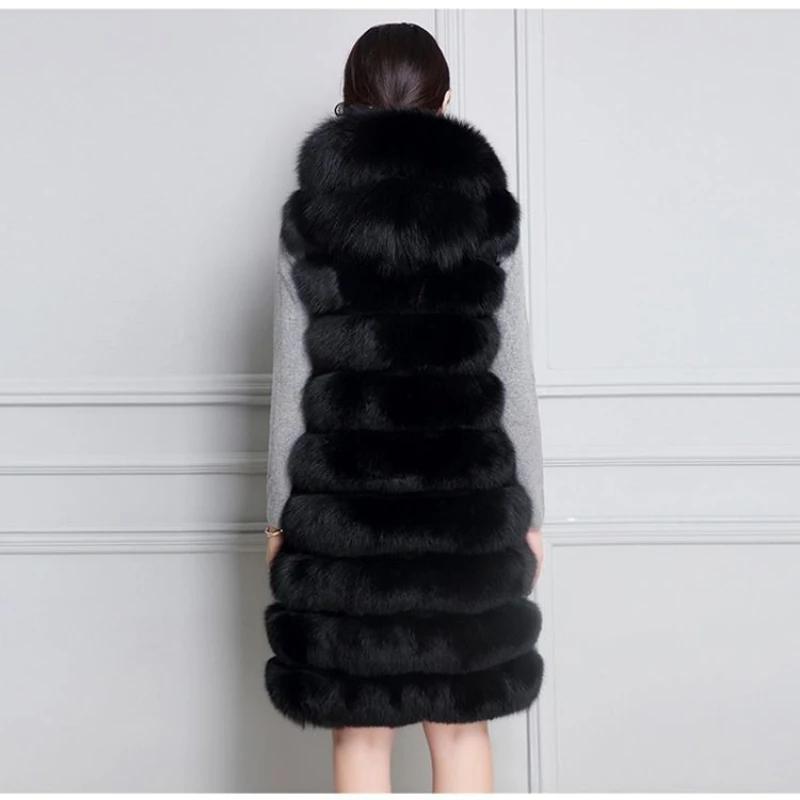 Natural Fur Vest Fox Fur Vest Women's Mid-length Slimming Fox Fur Hoodie Warm Jacket High Quality Fur Coat Raccoon Vest