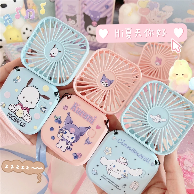 

Kawaii Sanrio аниме My Melody KT Fan летние милые Kuromi Cinnamoroll USB подвесной шейный складной USB вентилятор парный креативный маленький вентилятор