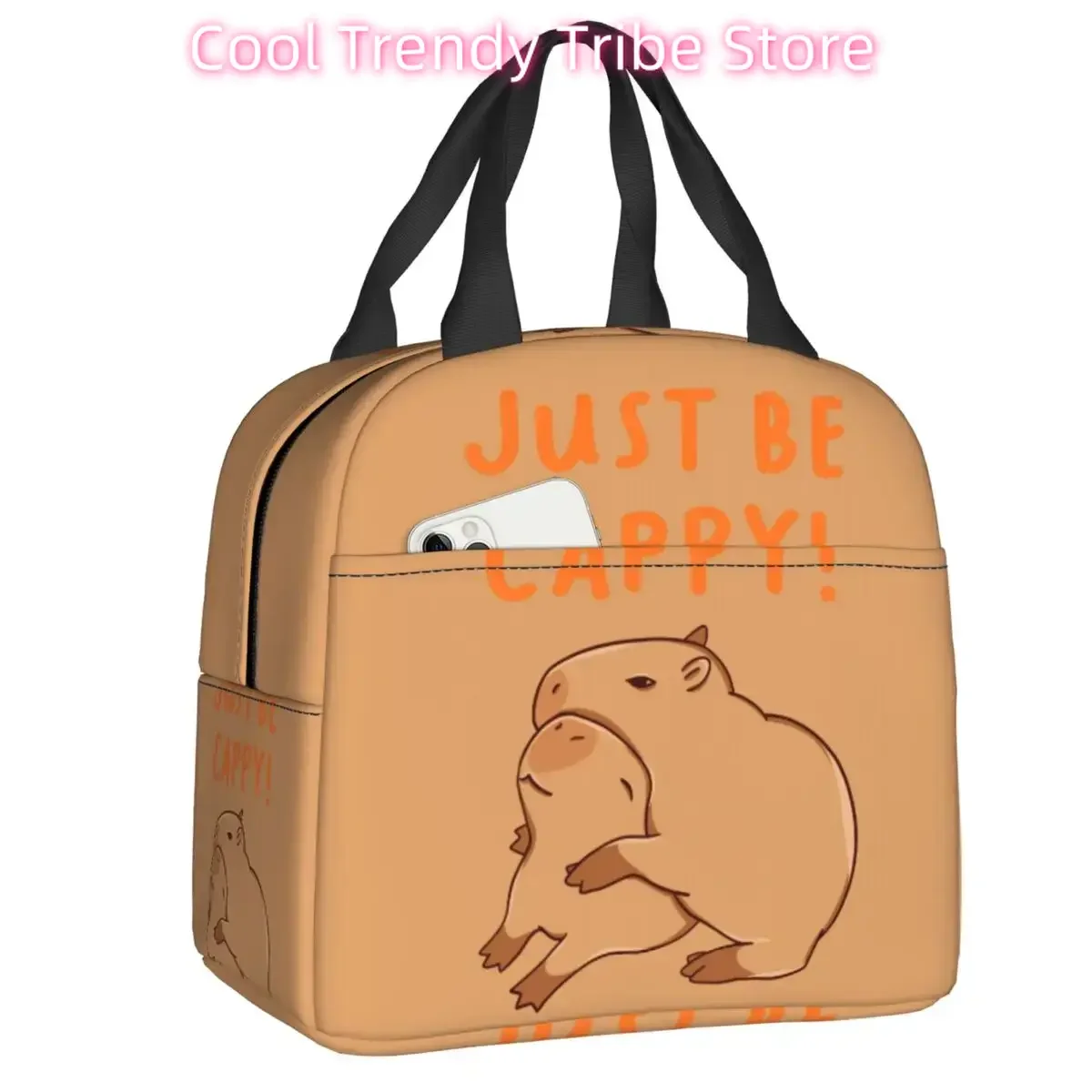 Фото Пользовательские Just Be Cappy And Hug A Capybara, термоизолированные сумки для обеда, женские портативные контейнеры для обеда, дорожная коробка для хранения еды №1