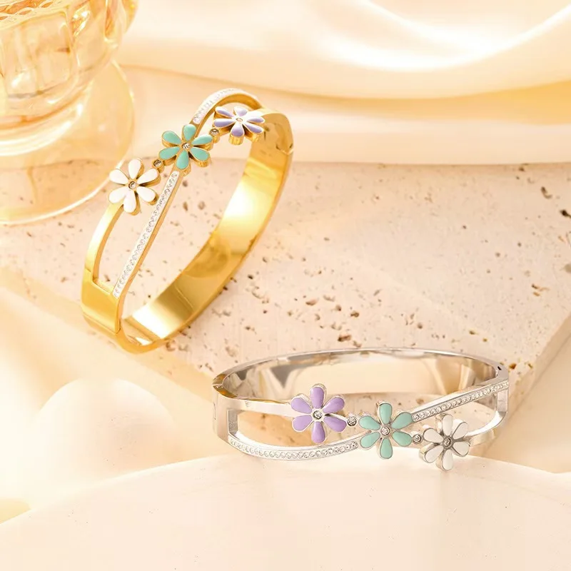 Браслеты APRILANDYU из нержавеющей стали с цветочными мотивами