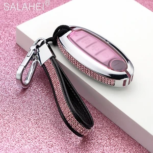 Zinc Alloy + TPU Car Key Case Cover Shell Inlaid Rhinestone For Nissan Qashqai J11 Juke X-Trail Key Bag Ketring Auto Accessories
