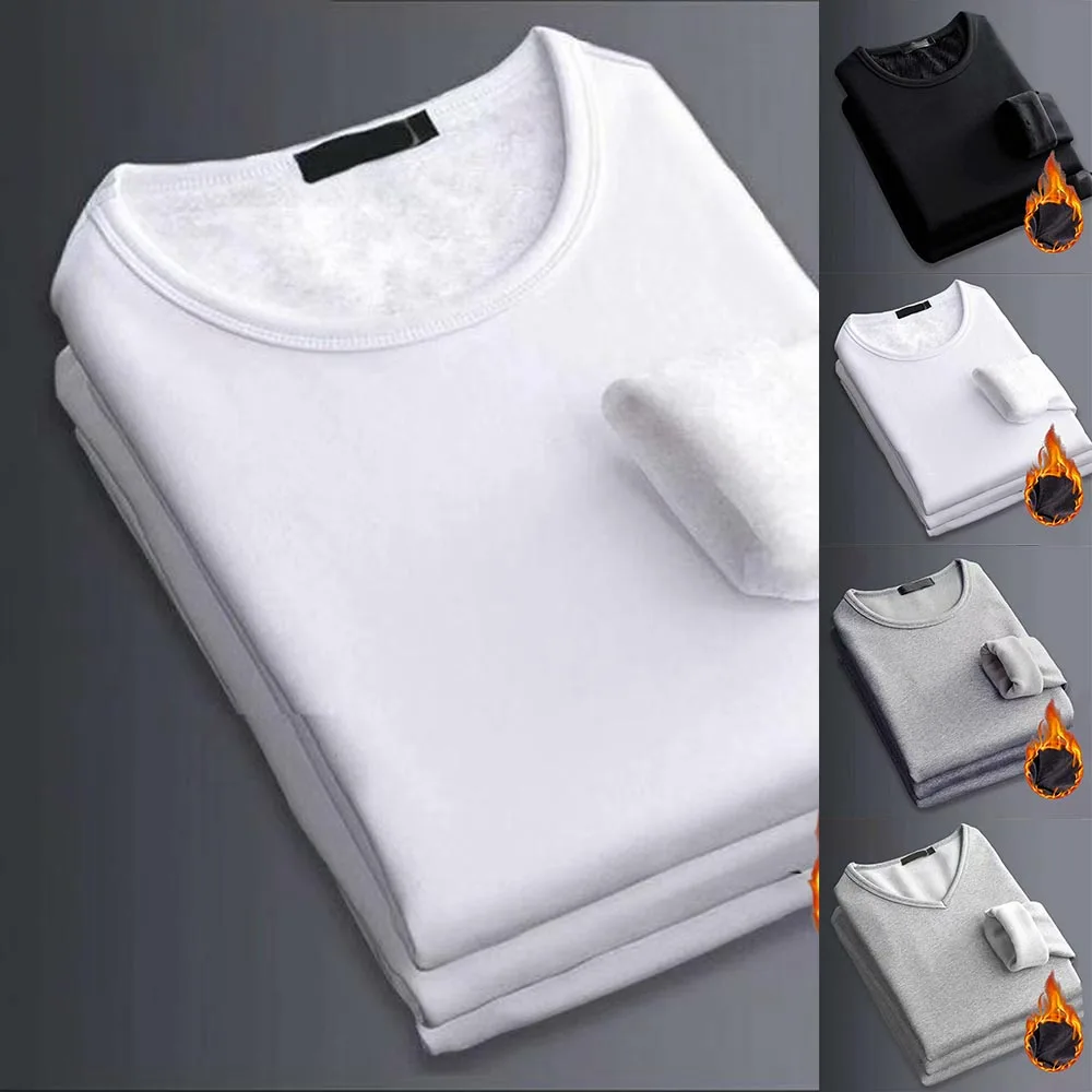 

Winter Mens Underwear Warm Long-sleeved Thickened Thermal Fleece-lined Slim Bottom Warm Panels Long Thermo Clothing Pajamas