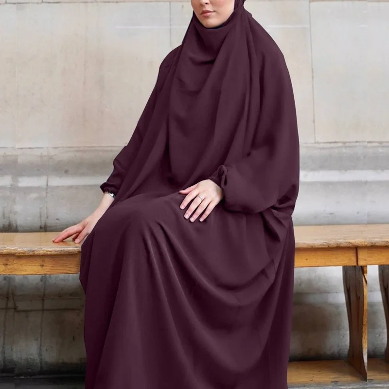Ramadan Jilbab Hooded Dress Prayer Garment Muslim Women Modest Bigger Wide Full Cover Tie Back Head Abaya Hijab Robe Niqab Dubai