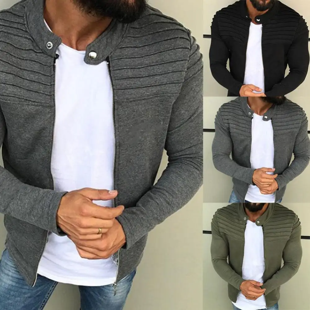 

Mens Baseball Jackets Spring Autumn Casual Coats Solid Mens Sportswear Stand Collar Slim Male Bomber Jackets chaqueta hombre