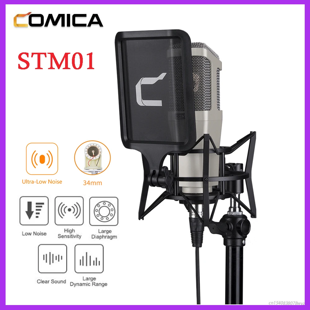 

XLR Condenser Microphone,Comica STM01 Cardioid Professional Studio Recording Microphone with Shock Mount and Pop Filter