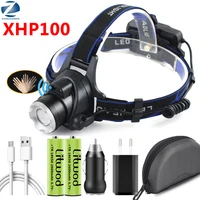 XHP100 Led Headlamp Zoomable Sensor Switch Head Flashlight Lamp Torch Headlights Usb Rechargeable Battery The Most Brightest