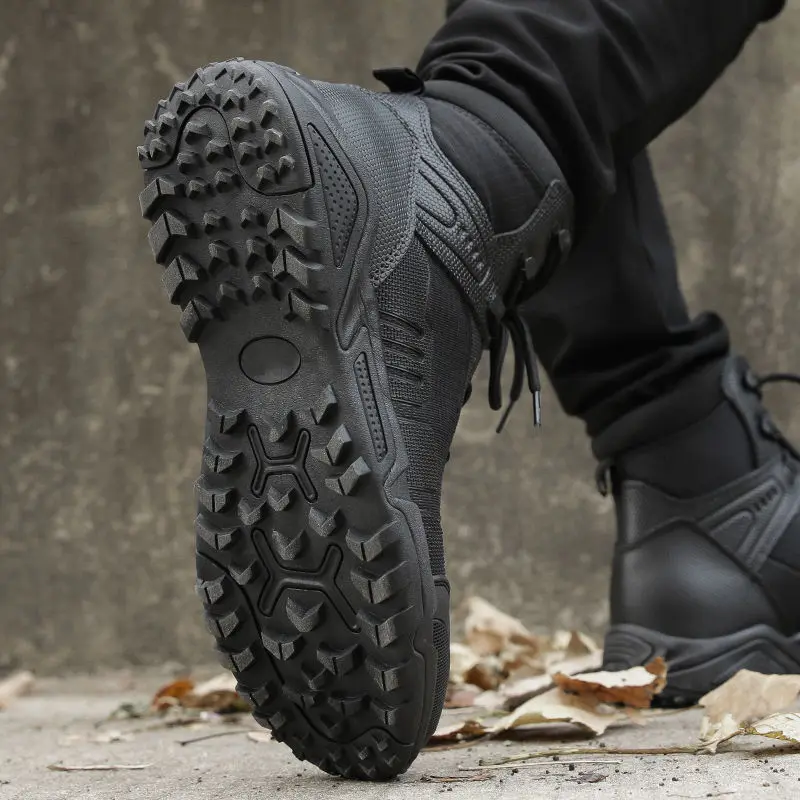 Ultra-Light Combat Training Boots Men's Outdoor Waterproof Hard-Wearing Military Mid-Top American Special Tactics Combat Boots