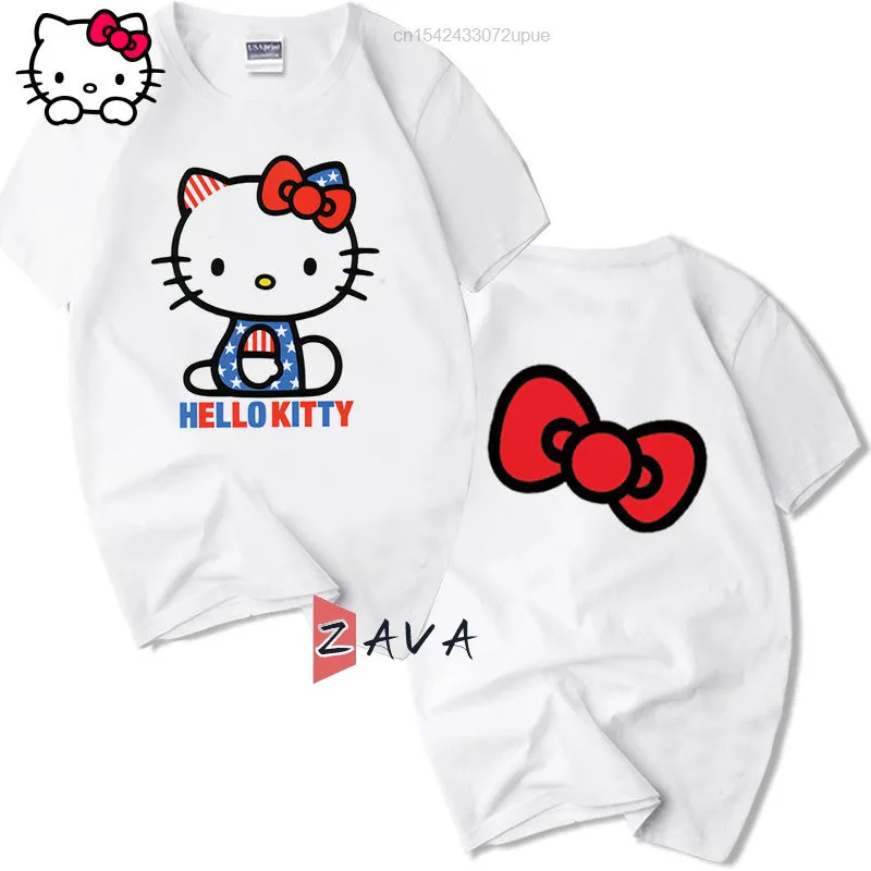 

Sanrio Tops Summer Cartoon Hello Kitty Kuromi Women Kawaii T-shirt 2022 Fashion Vintage Short Sleeved Clothes Y2k Lolita Girls