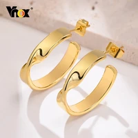 vnox twisted hoop earrings for women girls gold color solid metal c shaped earringsanti allergy stainless steel huggie
