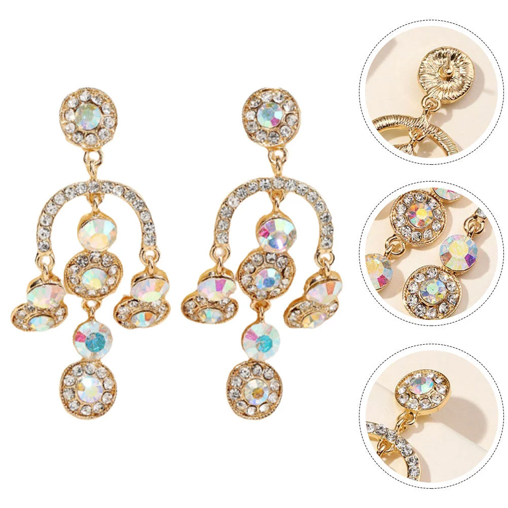 

1 Pair Chandelier Dangle Earrings Wedding Dangle Earrings Rhinestone Chandelier Earrings