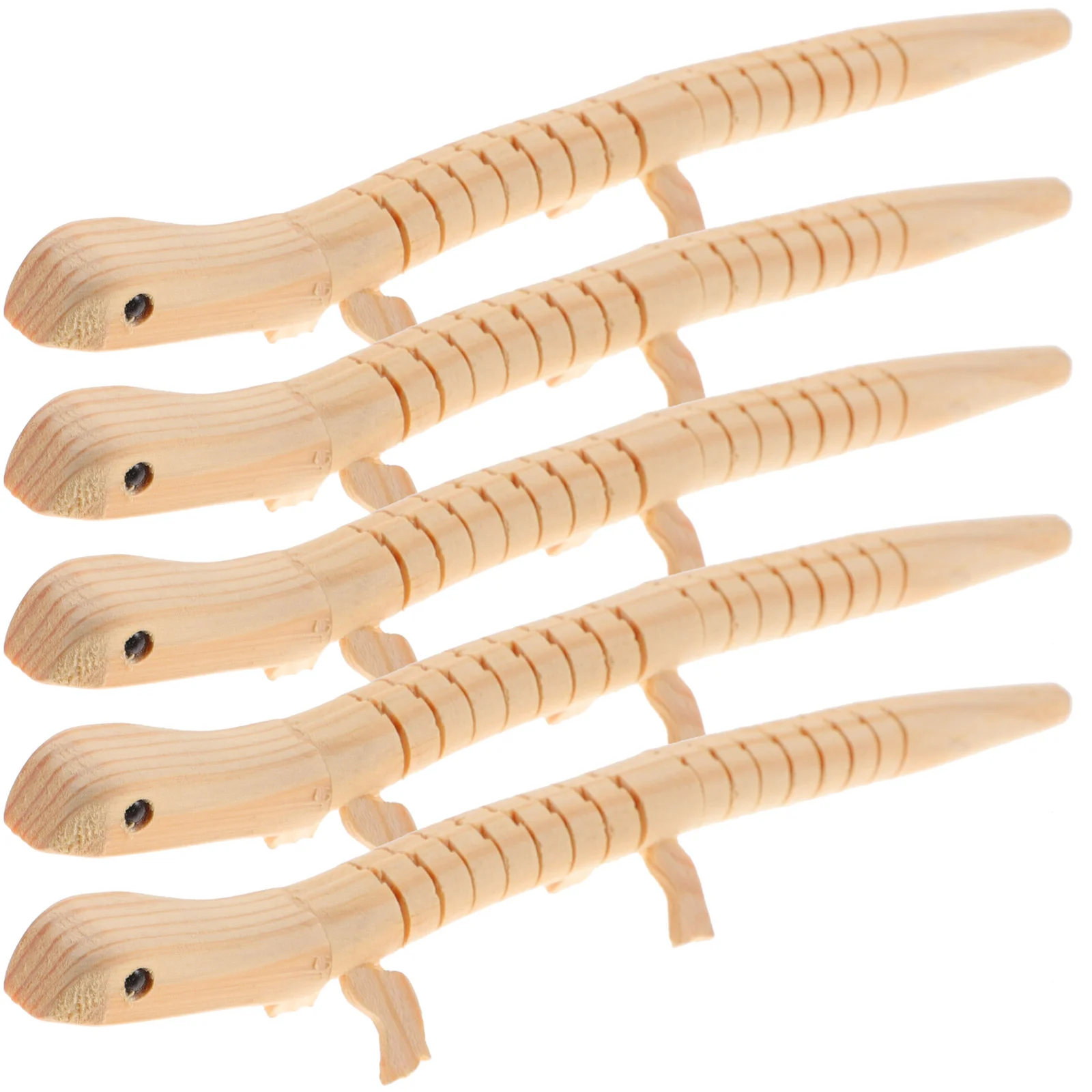 

5 Pcs Baby Toys Wooden Lizard Wiggle Realistic Unfinished Model Learning DIY Small Children