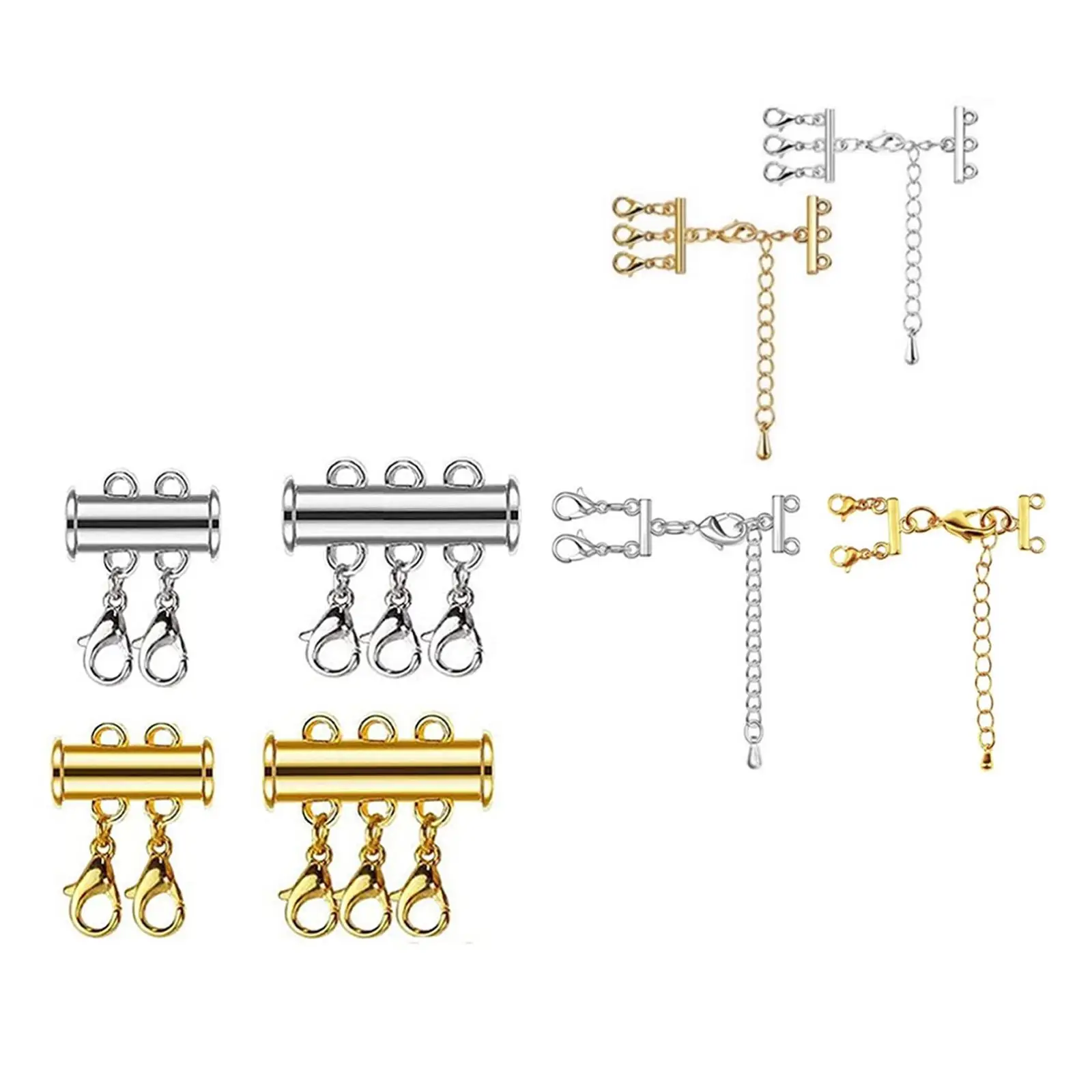 

4 Pieces Multi Strand Layered Necklace Spacer Clasp Extender Connectors for Lady DIY